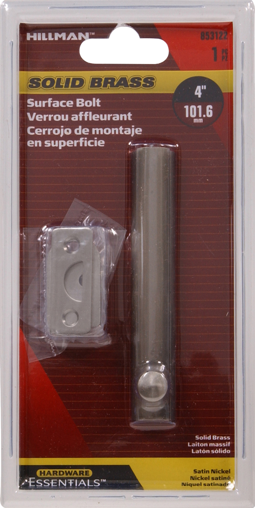 Hardware Essentials Surface Slide Bolt, Satin Nickel (4")