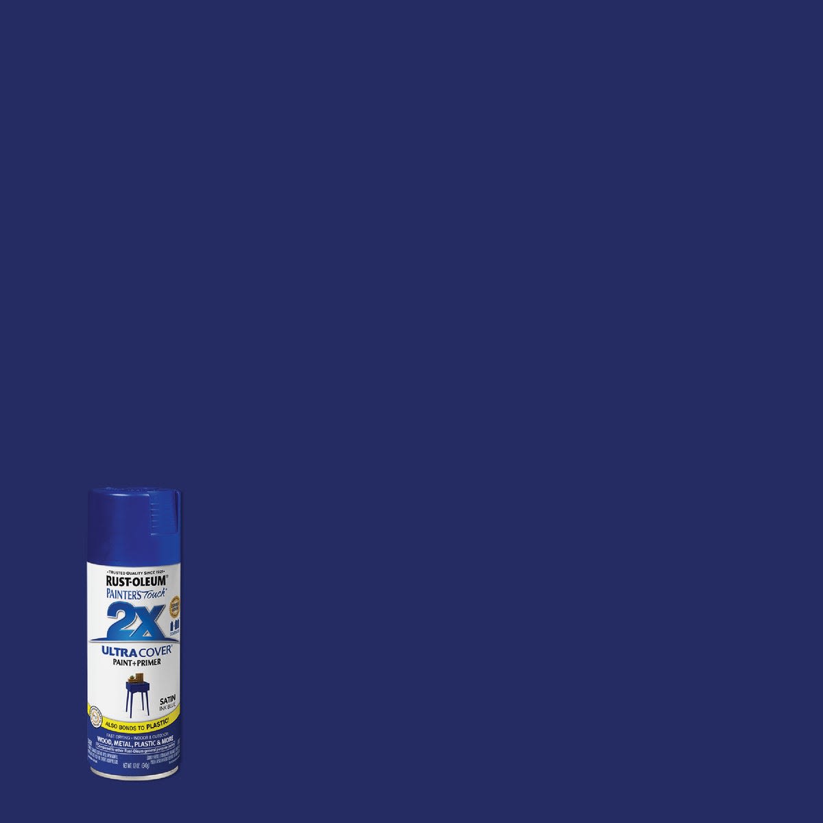 Blue satin spray paint can designed for wood, metal, and crafts in Rust Oleum spray paint collection under $50