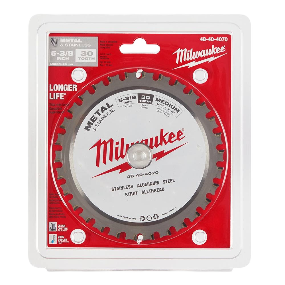 Milwaukee metal cutting circular saw blade with 30 teeth for stainless steel, aluminum, and steel in home improvement tasks