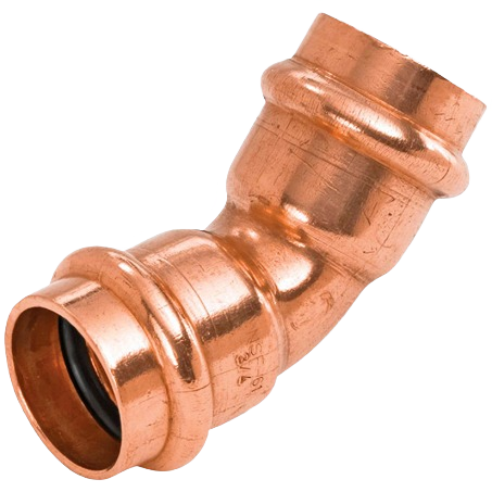 Copper 3/4 inch 45-degree press elbow with EPDM O-ring for plumbing in Pipes & Fittings collection under $50