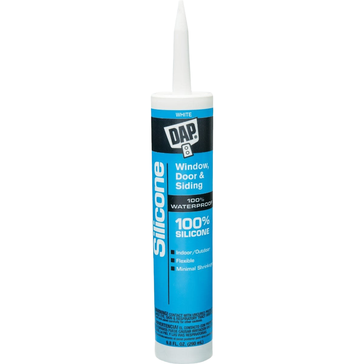 White silicone sealant tube for windows, doors, and siding sealing in home improvement and tools projects