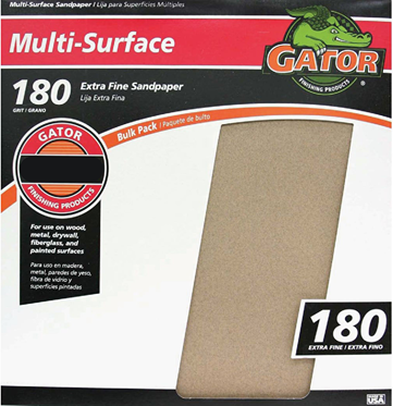 Extra fine 180-grit multi-surface sandpaper sheet for wood, metal, drywall, and painted surfaces in Sand Paper collection
