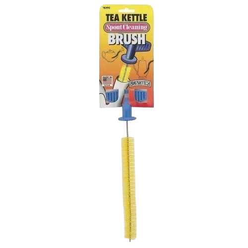 Yellow bristle brush with blue handle for cleaning kettle spouts in cleaning tools and home improvement collections