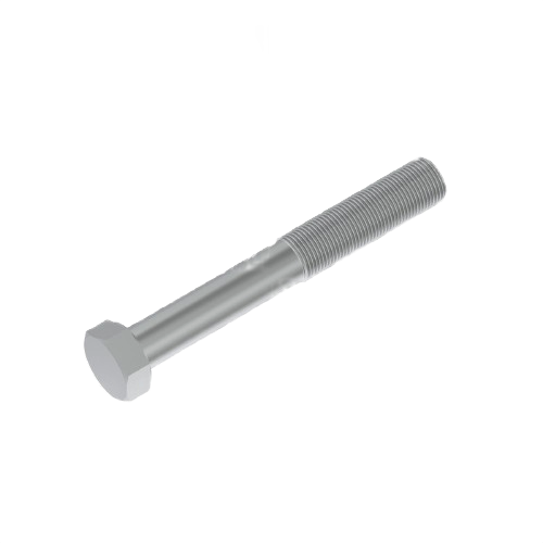 Hex head cap screw made of metal with partially threaded shaft for tools and home improvement use