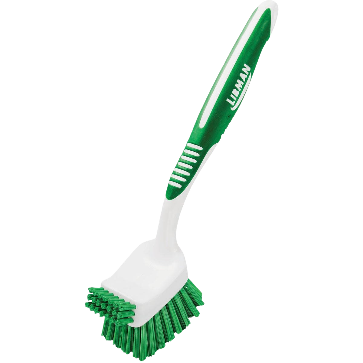 Ergonomic dish brush with green polymer fibers and non-slip handle for cleaning tools in home improvement collections under $50