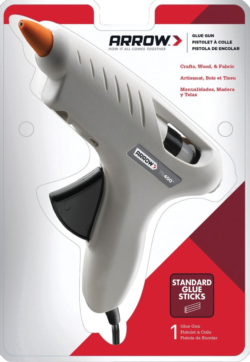 Compact gray glue gun with orange nozzle for crafts and repairs in glue and adhesives collection