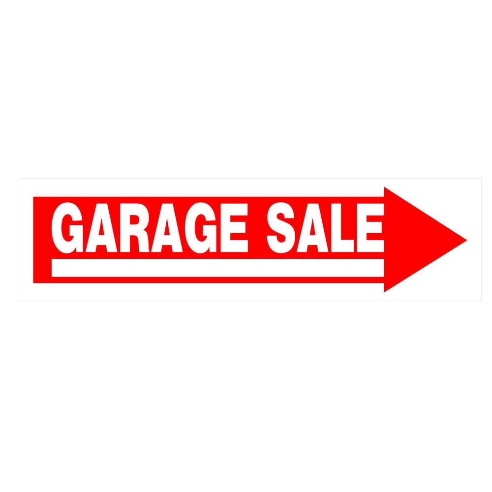 Red and white corrugated plastic garage sale arrow sign for outdoor use in hardware and signs collections under $25