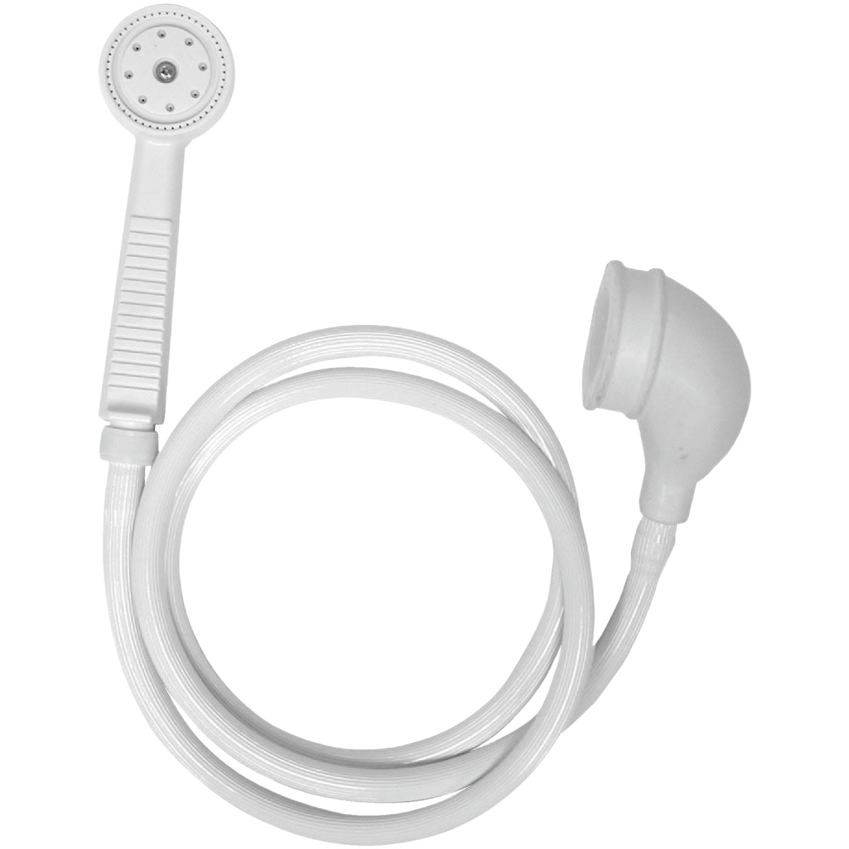 White handheld shower head with flexible hose for bathroom and plumbing parts and repair collections under $50
