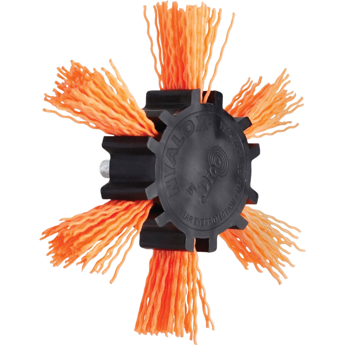 Orange coarse grit sanding flap brush with black center hub for woodworking and power tool accessories under $50 collection
