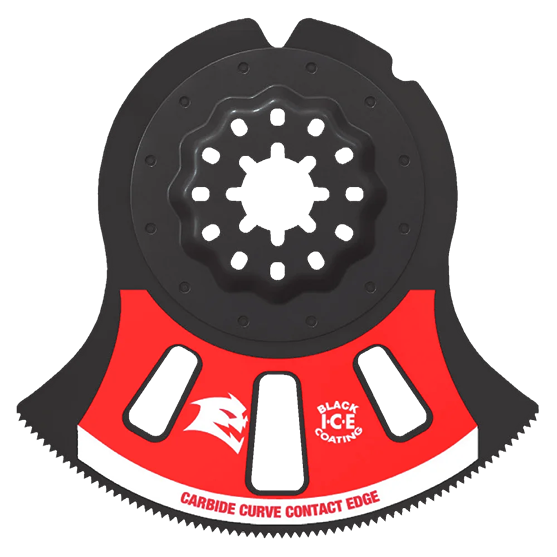 Carbide oscillating saw blade with black ice coating and curved cutting edge for woodworking tool accessories under fifty dollars