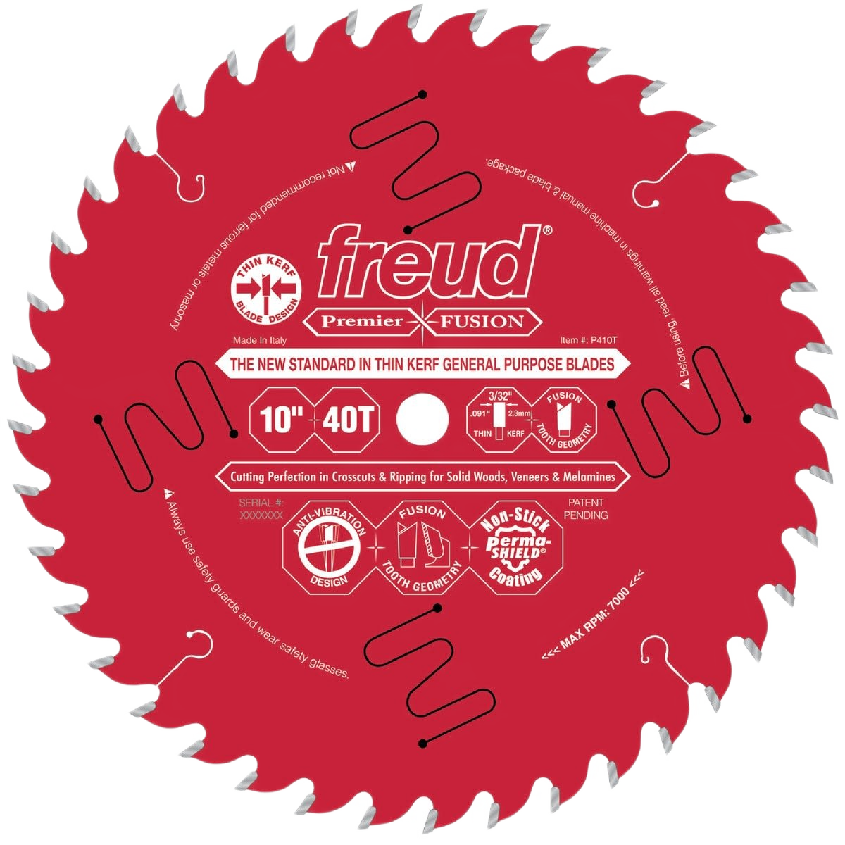 Red 10-inch 40-tooth circular saw blade designed for woodworking and power tool accessories under $100 collection
