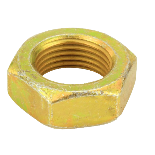 Hexagonal lock nut in yellow zinc finish for John Deere hardware and parts collections under $50