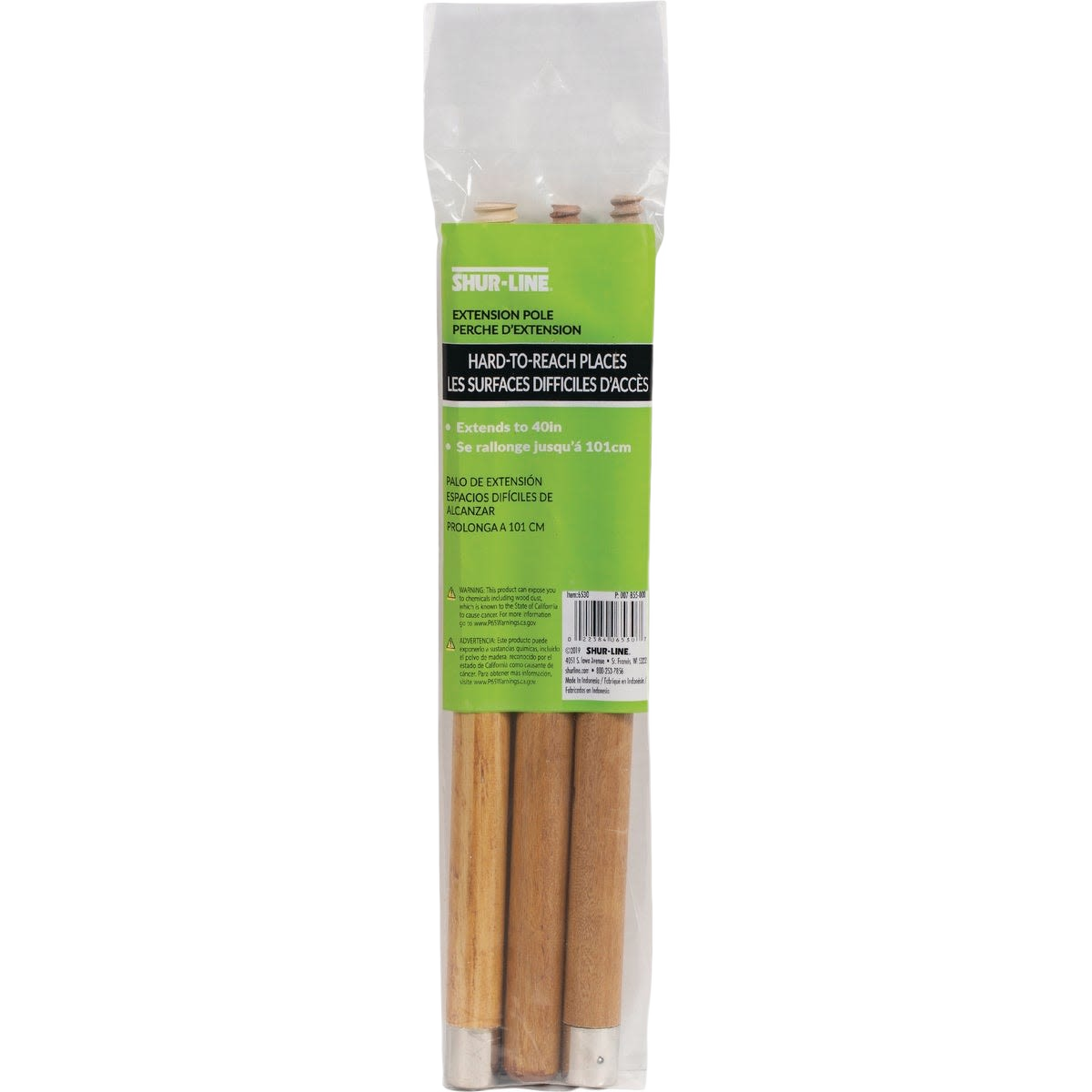 Set of three wooden extension poles with metal caps for painting and cleaning in home improvement under $50 collection