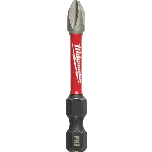 Red and black Milwaukee impact-rated Phillips screwdriver bit for power tool accessories and home improvement tasks
