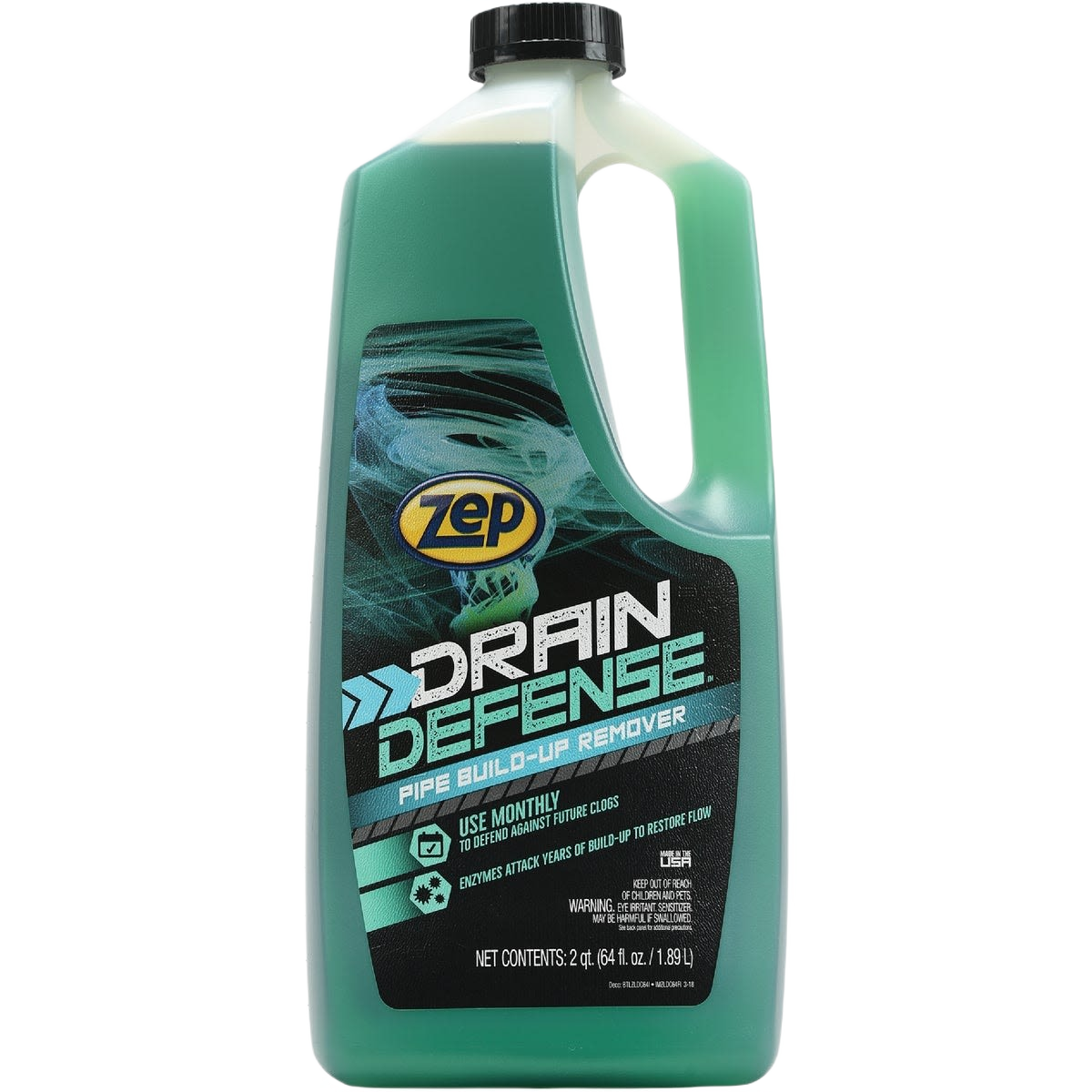 Green plastic bottle of enzymatic drain cleaner from plumbing and cleaning supplies under $50 collection