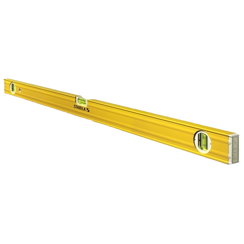 Yellow 48-inch measuring level with multiple bubble vials for precise home improvement and woodworking tasks