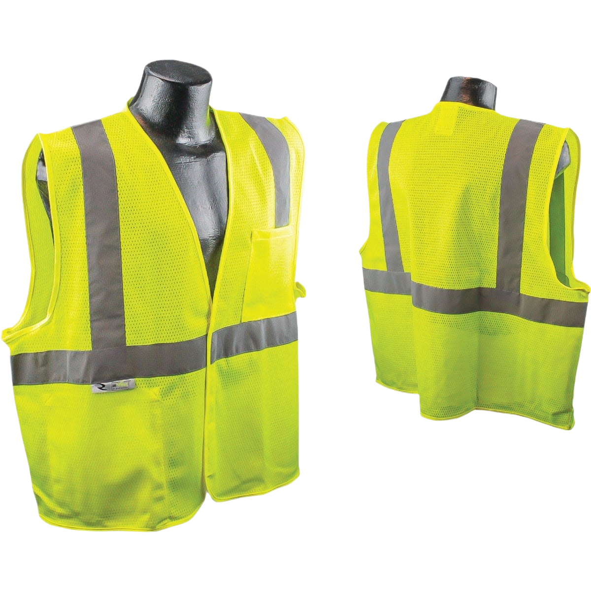 High visibility yellow safety vest with reflective stripes, breathable mesh for comfort in safety and hardware collections