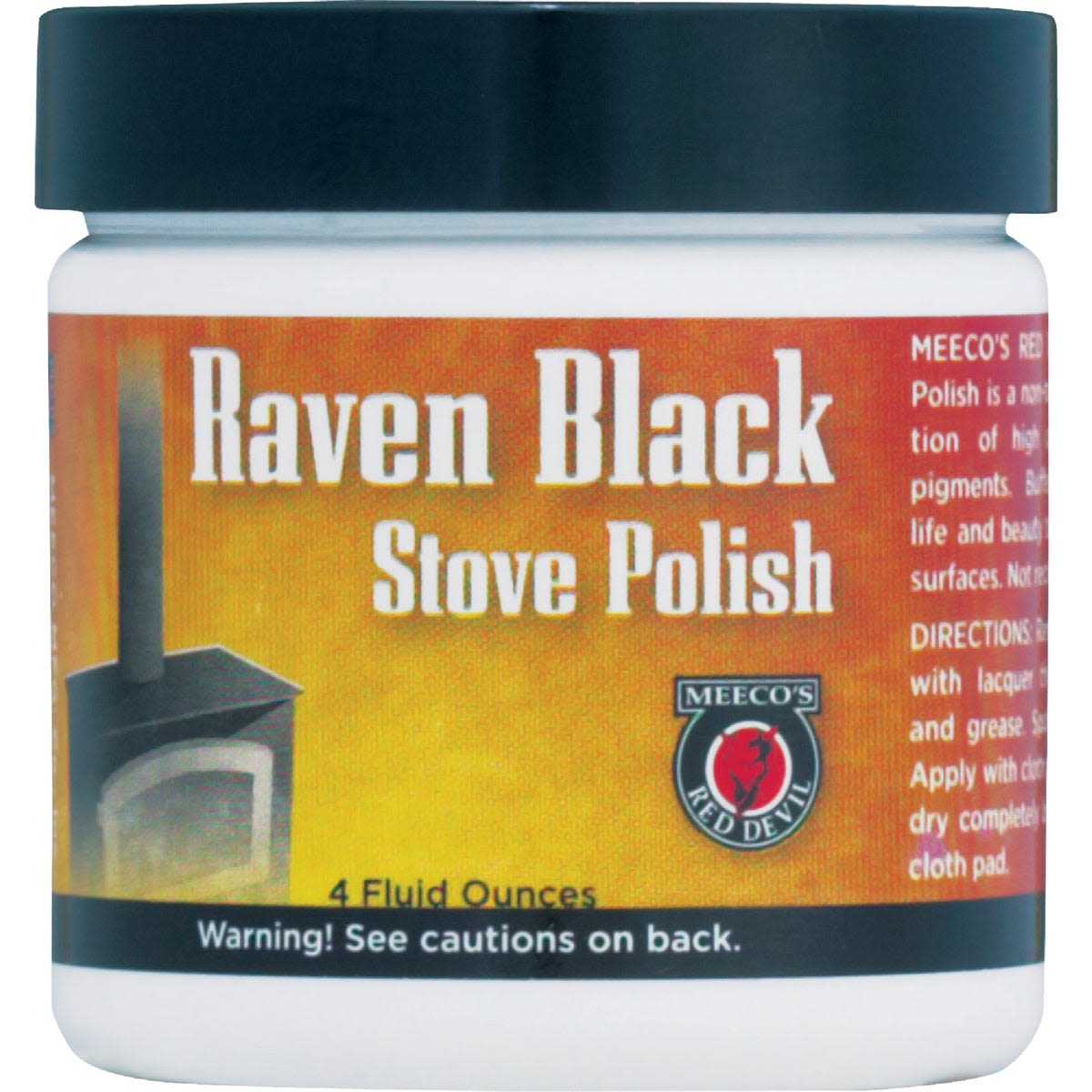 Container of Meeco's Red Devil stove polish paste in black for maintaining and enhancing stove surfaces in home improvement tasks
