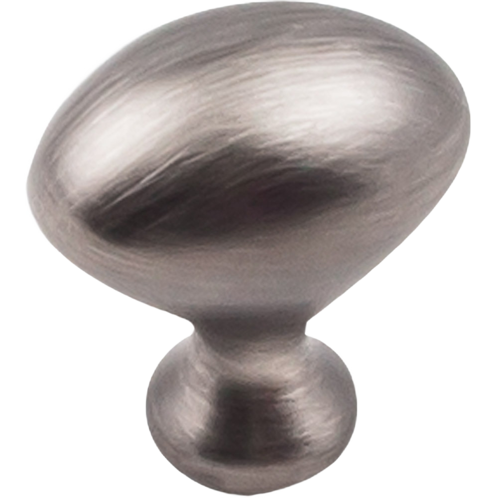 Brushed pewter cabinet knob with a smooth rounded design for furniture hardware and home improvement projects