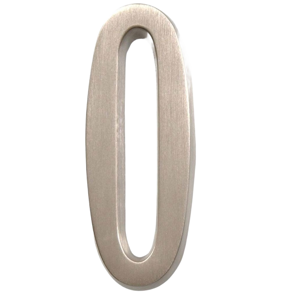Brushed nickel adhesive house number 0, durable metal for home improvement and hardware collections under $50