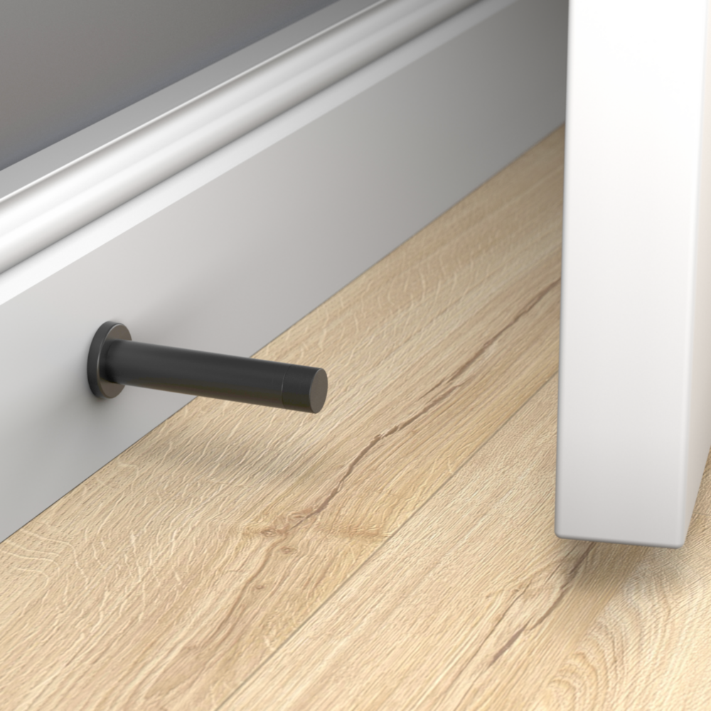 Matte black metal door stop with Cooper style protecting walls and doors in home improvement and door accessories projects under $50