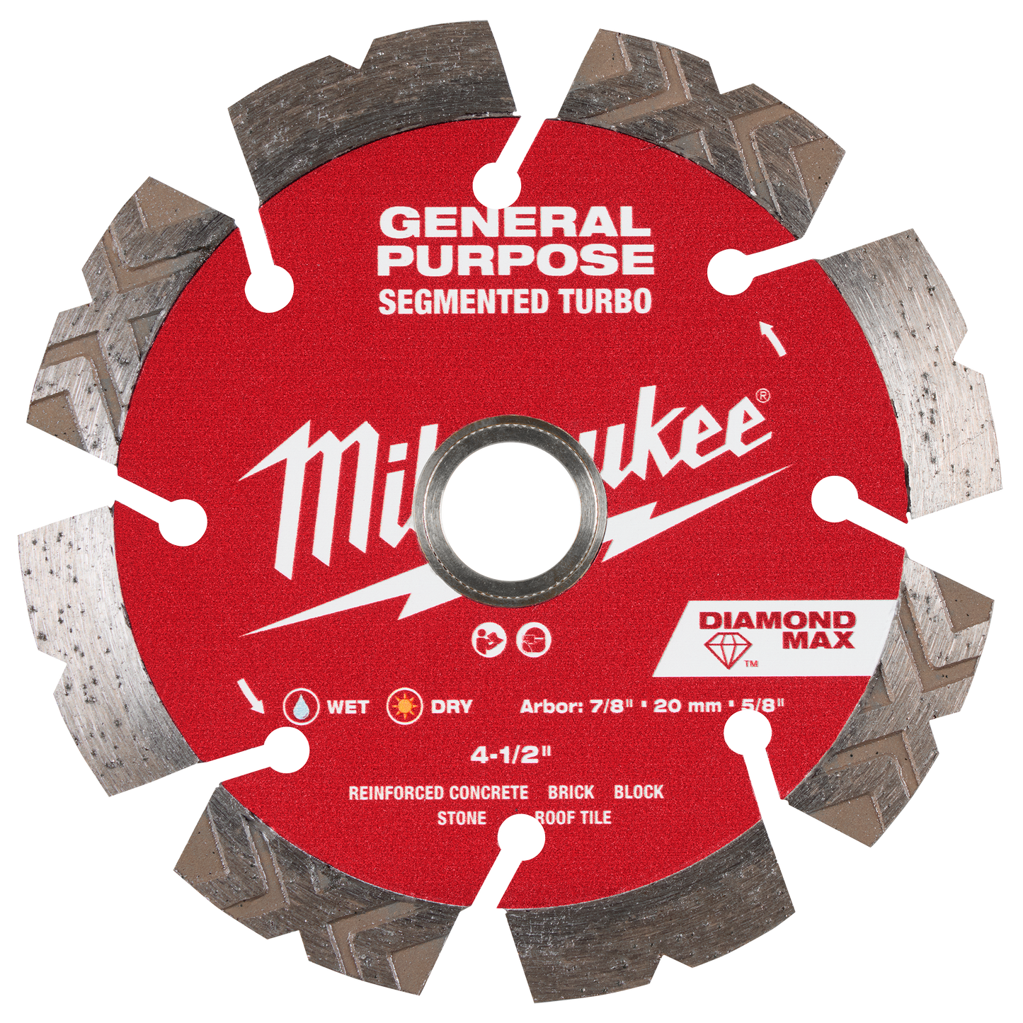 Milwaukee 4-1/2" DIAMOND MAX™ Segmented Turbo, General Purpose Diamond Blade