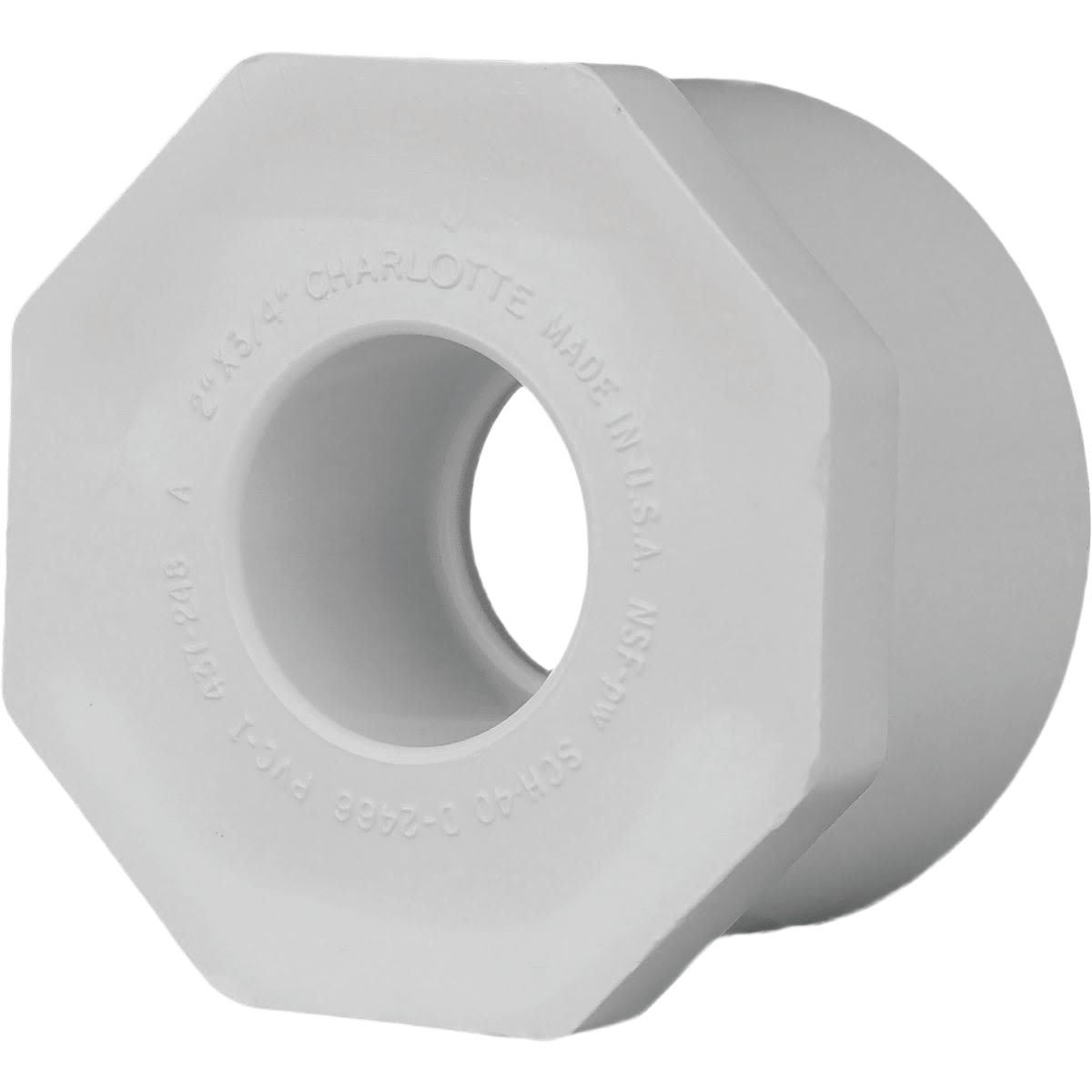 White PVC slip bushing for plumbing pipe size transition in Pipes & Fittings and Home Improvement collections