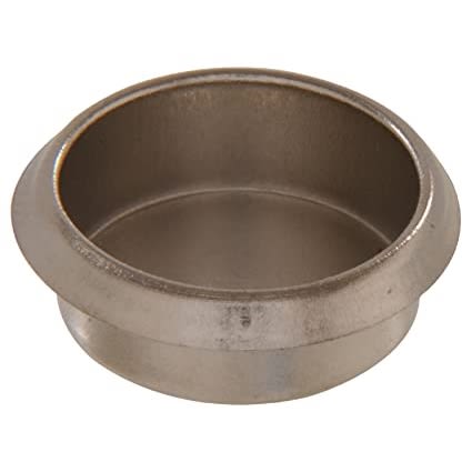Satin nickel cup pull handle with smooth curved design for cabinetry and home improvement projects