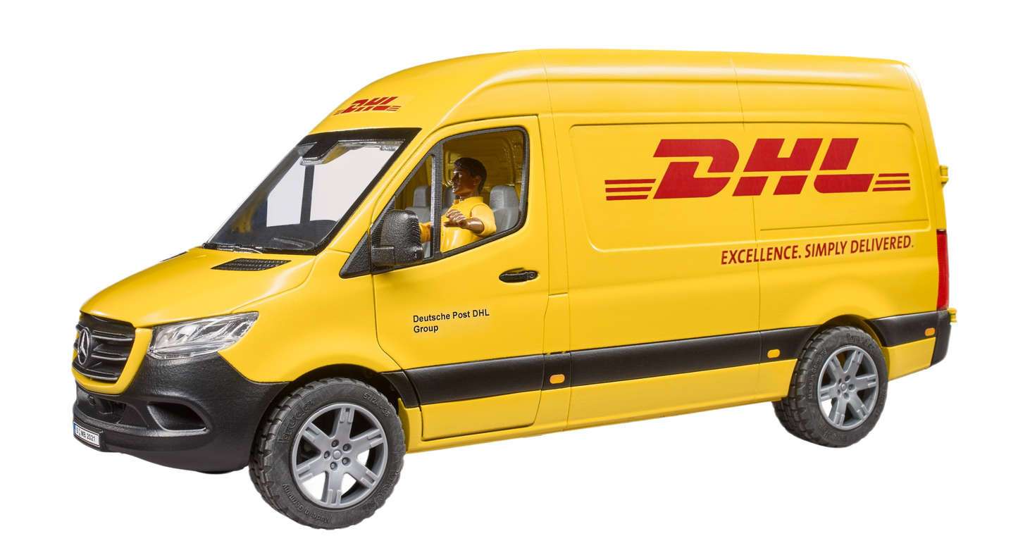 Yellow DHL delivery van toy with driver figure from Bruder Toys in Vehicles & Remote Controlled Toys collection