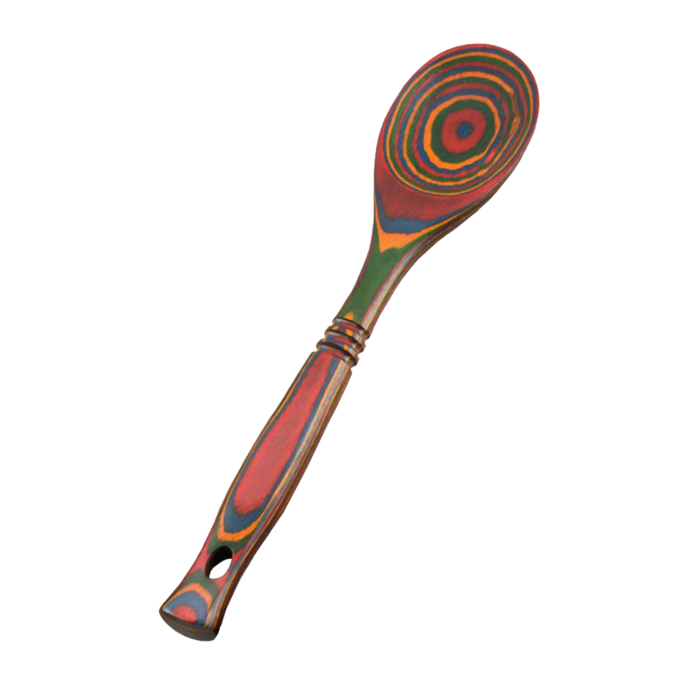 Colorful 12-inch bamboo pakkawood spoon with ergonomic handle for kitchen utensils in cooking and kitchenware under $50 collections