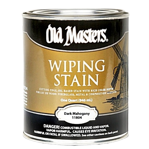 One quart can of oil-based dark mahogany wiping stain for wood and multipurpose home improvement projects