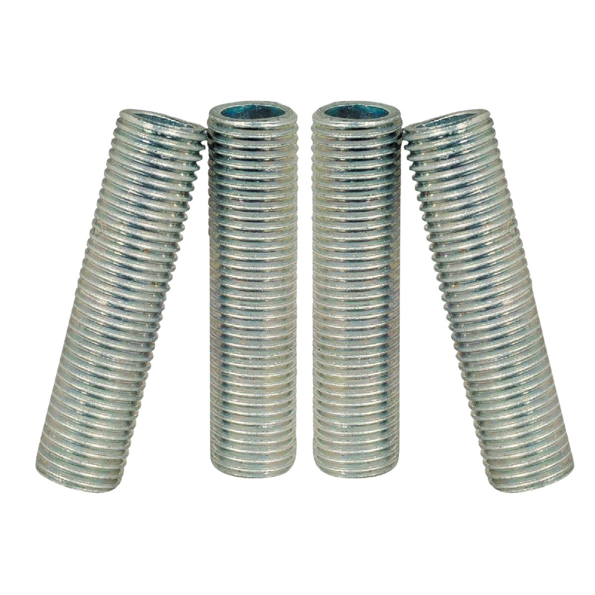 Set of four zinc-plated threaded lamp nipples for home improvement and lighting fixture assembly tasks
