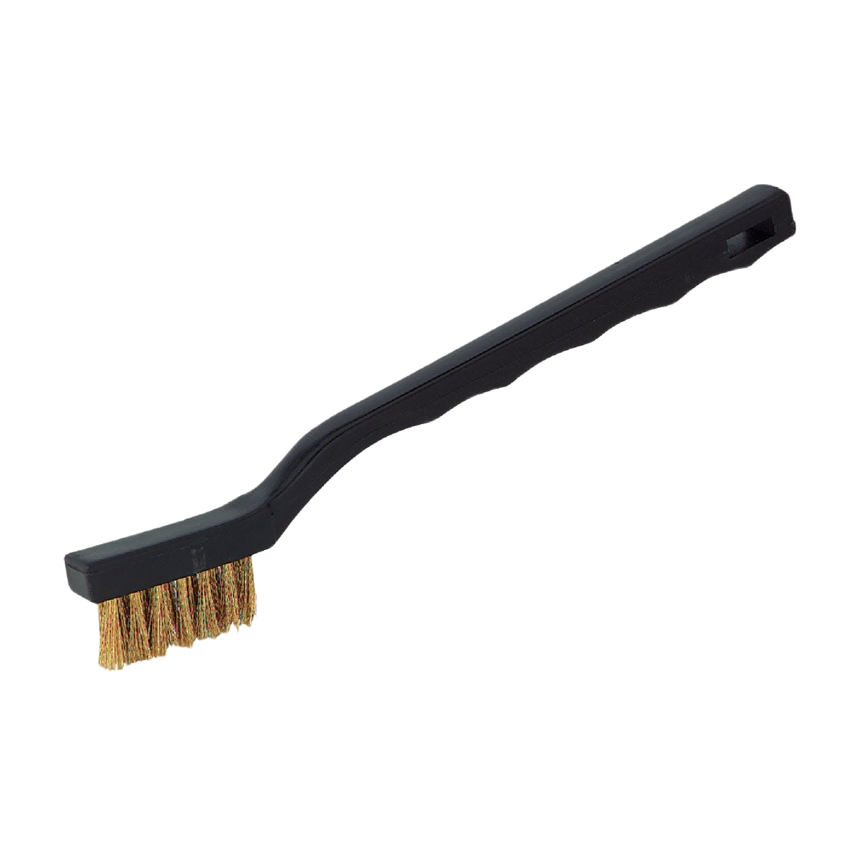 Mini brass bristle brush with black handle for rust and dirt removal in Home Improvement and Paint & Supplies collections