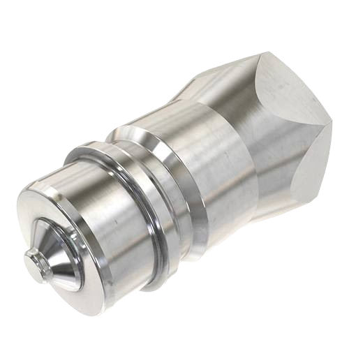 Metallic hydraulic quick coupler plug with male fitting for efficient connection in tools and home improvement applications