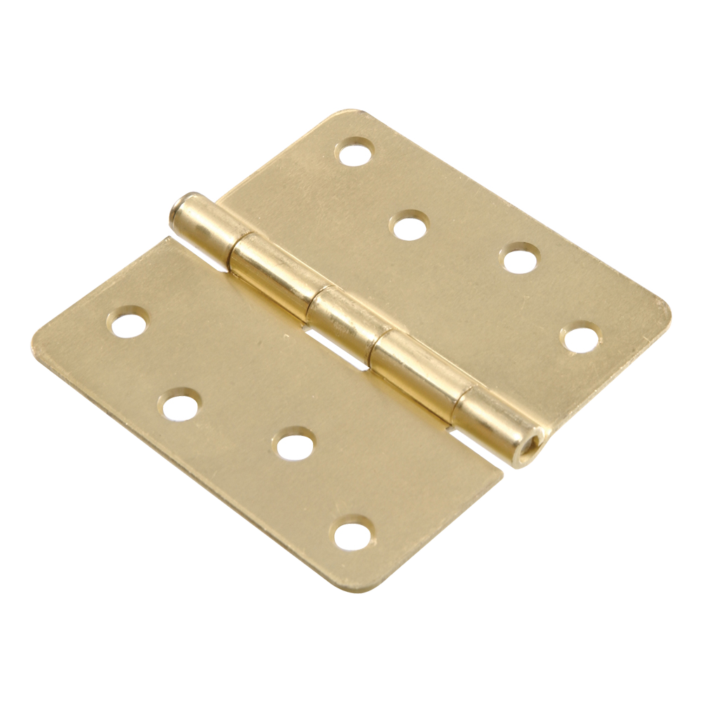 Hardware Essentials 4" Round Corner Door Hinge Satin Brass, 3-Pack