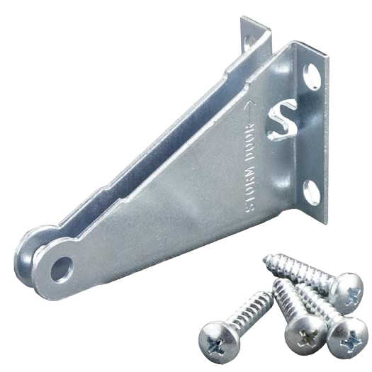 Zinc finish jamb bracket with mounting holes and included screws for door and gate hardware installation tasks