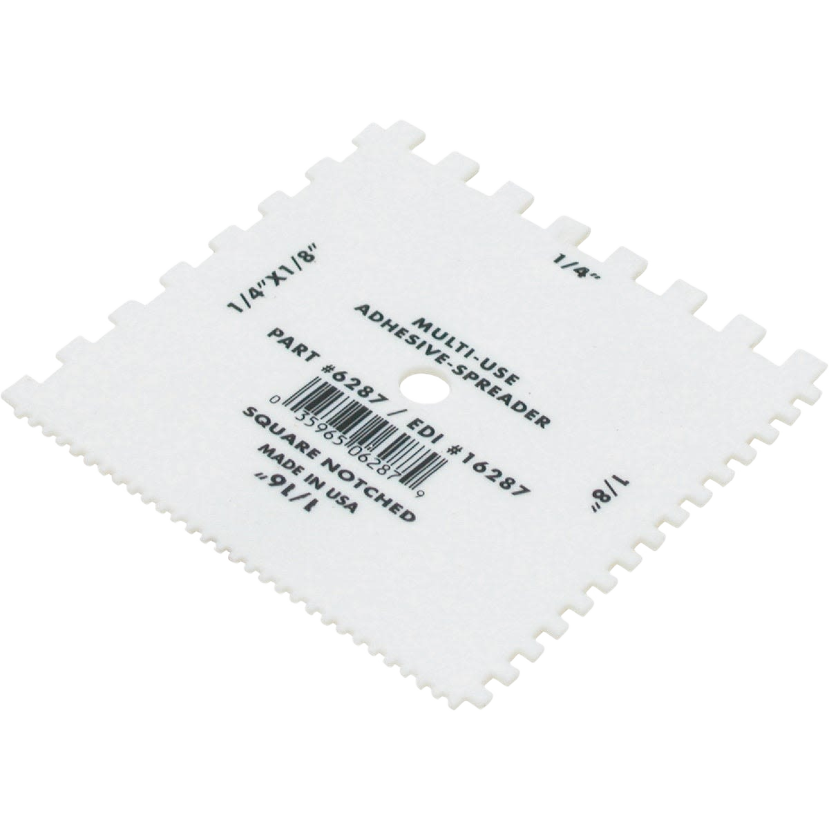 White square-notch disposable adhesive spreader designed for floor and wall coverings in paint and supplies collection
