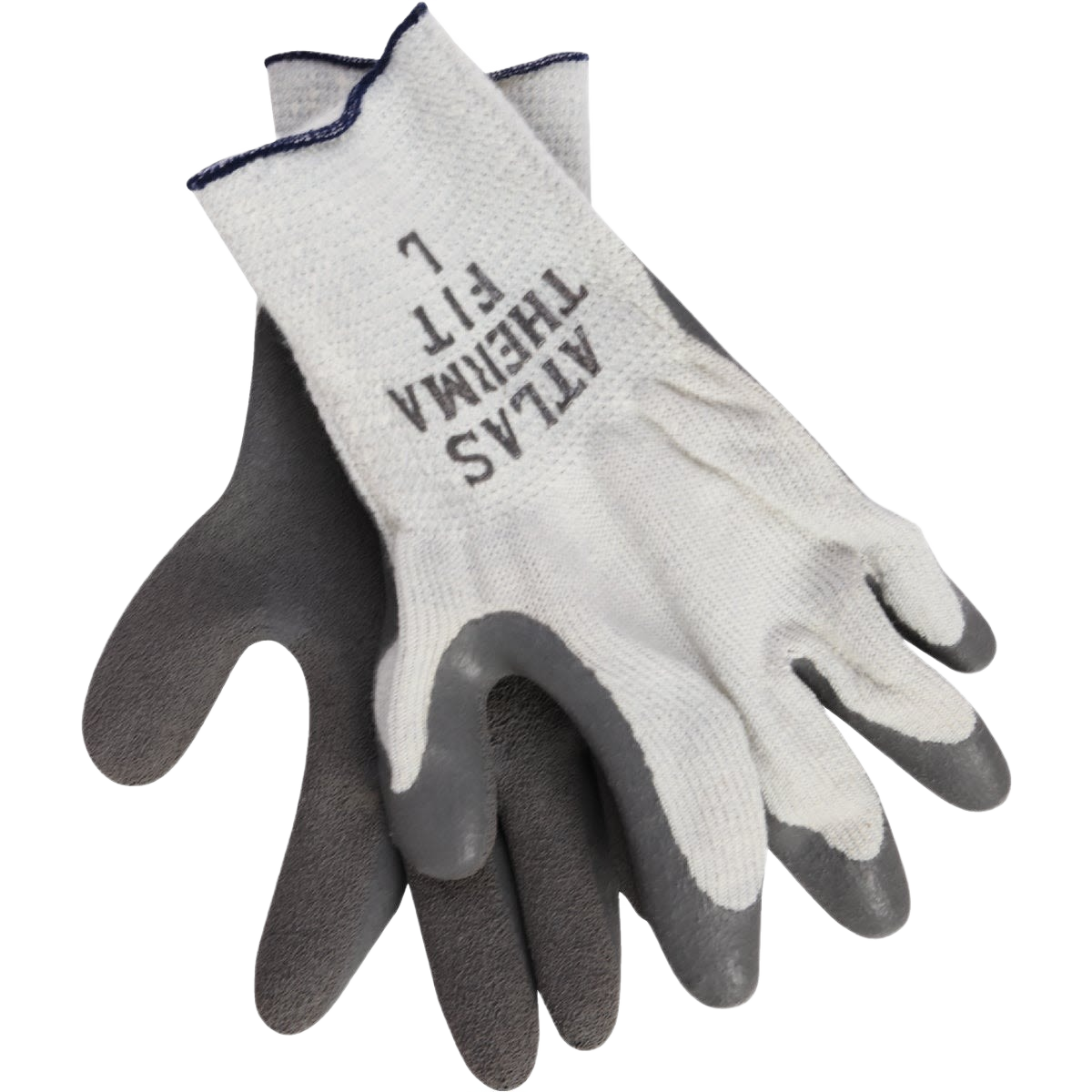 Men's large knit work gloves with gray latex-dipped palms for outdoor and home improvement tasks