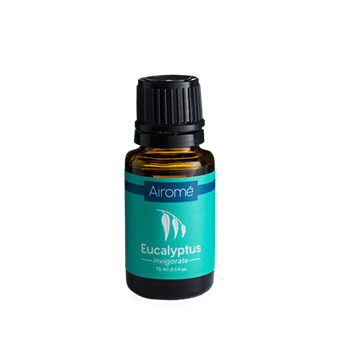 Amber glass bottle of eucalyptus essential oil with teal label, part of Home Decor & Furniture and Under $25 collections