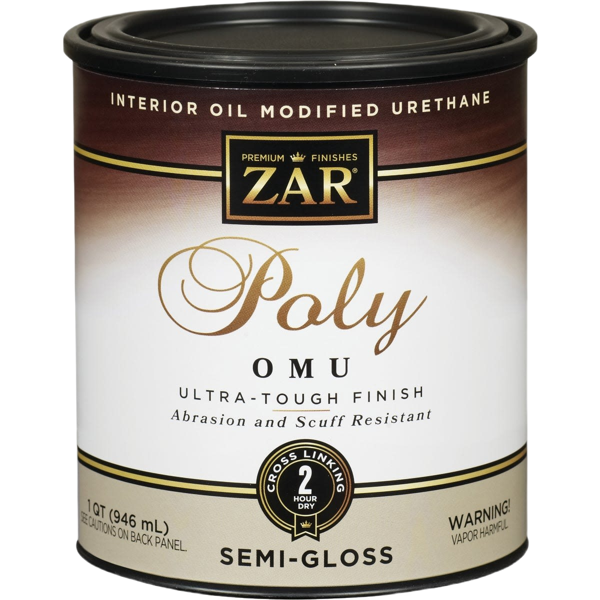 Quart can of ZAR Ultra Max semi-gloss interior oil-modified polyurethane for durable wood finishing under $50 collections