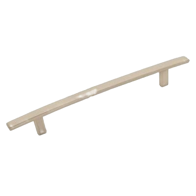 Satin nickel cabinet pull with sleek curved design for hardware and furniture accessory use in home improvement projects
