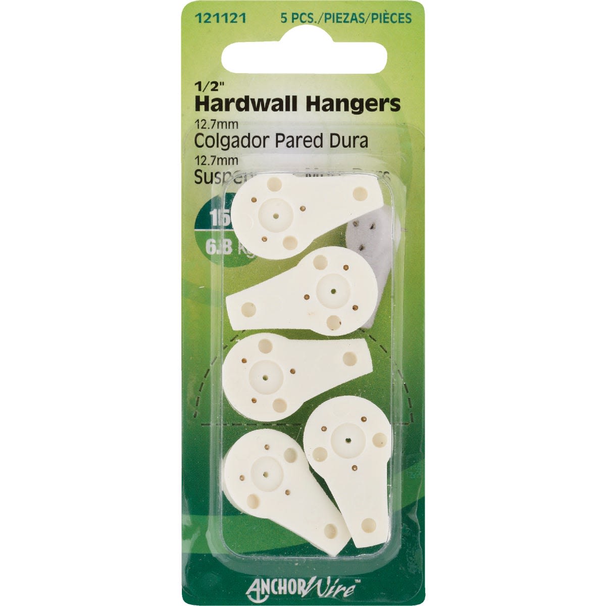 Set of five white hardwall hangers for home improvement fasteners, suitable for various wall materials under $50 collection