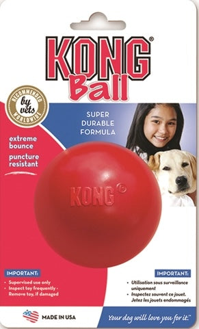 Red durable rubber ball designed for dog enrichment and play in pet toys and supplies under $50 category