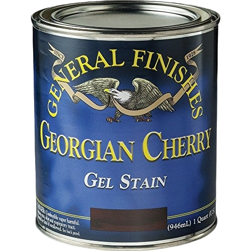 Blue can of General Finishes Georgian Cherry gel wood stain in paints, stains, and home improvement supplies under $100 collection