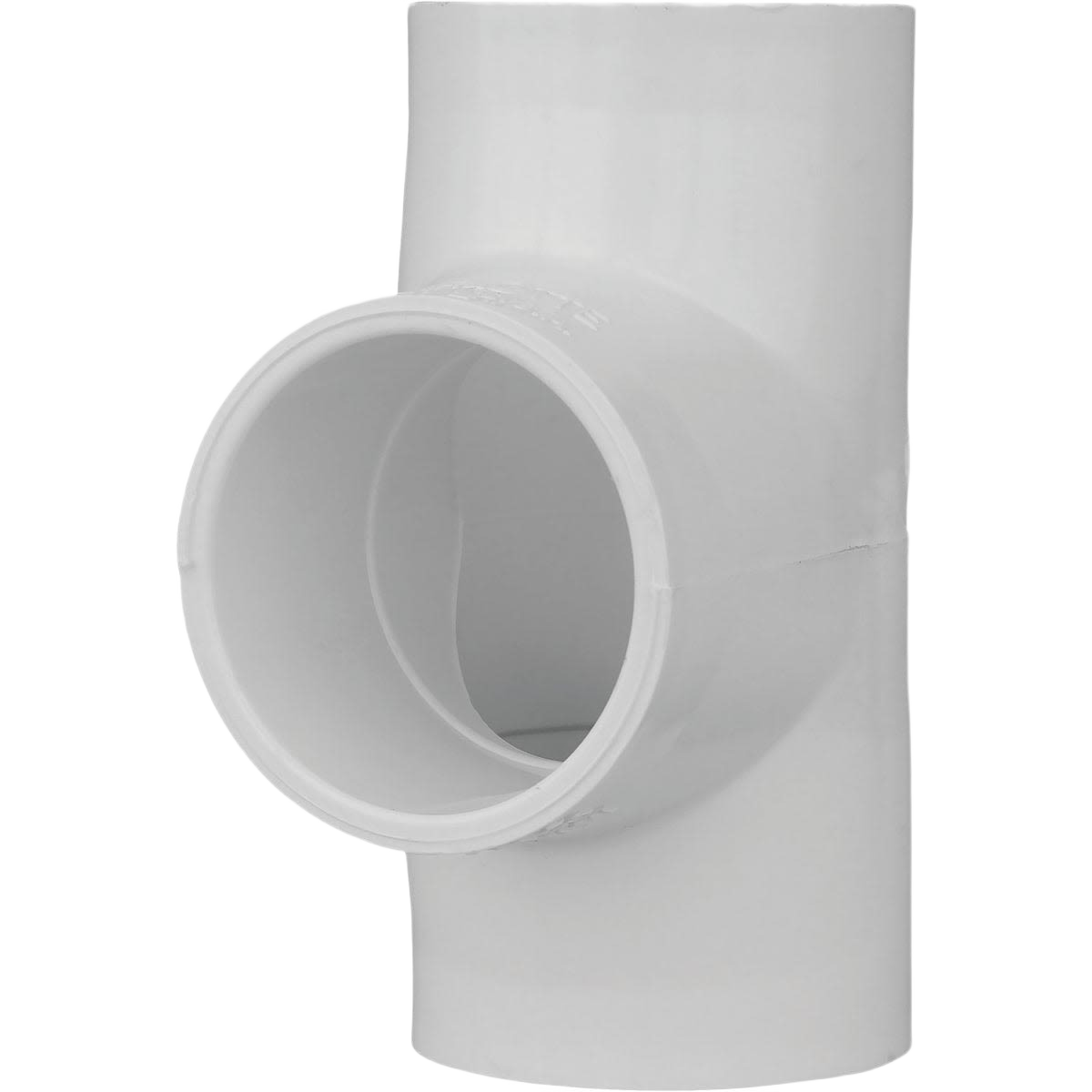 White PVC tee fitting for plumbing with three connection ends for Schedule 40 pipes under $50 in home improvement.