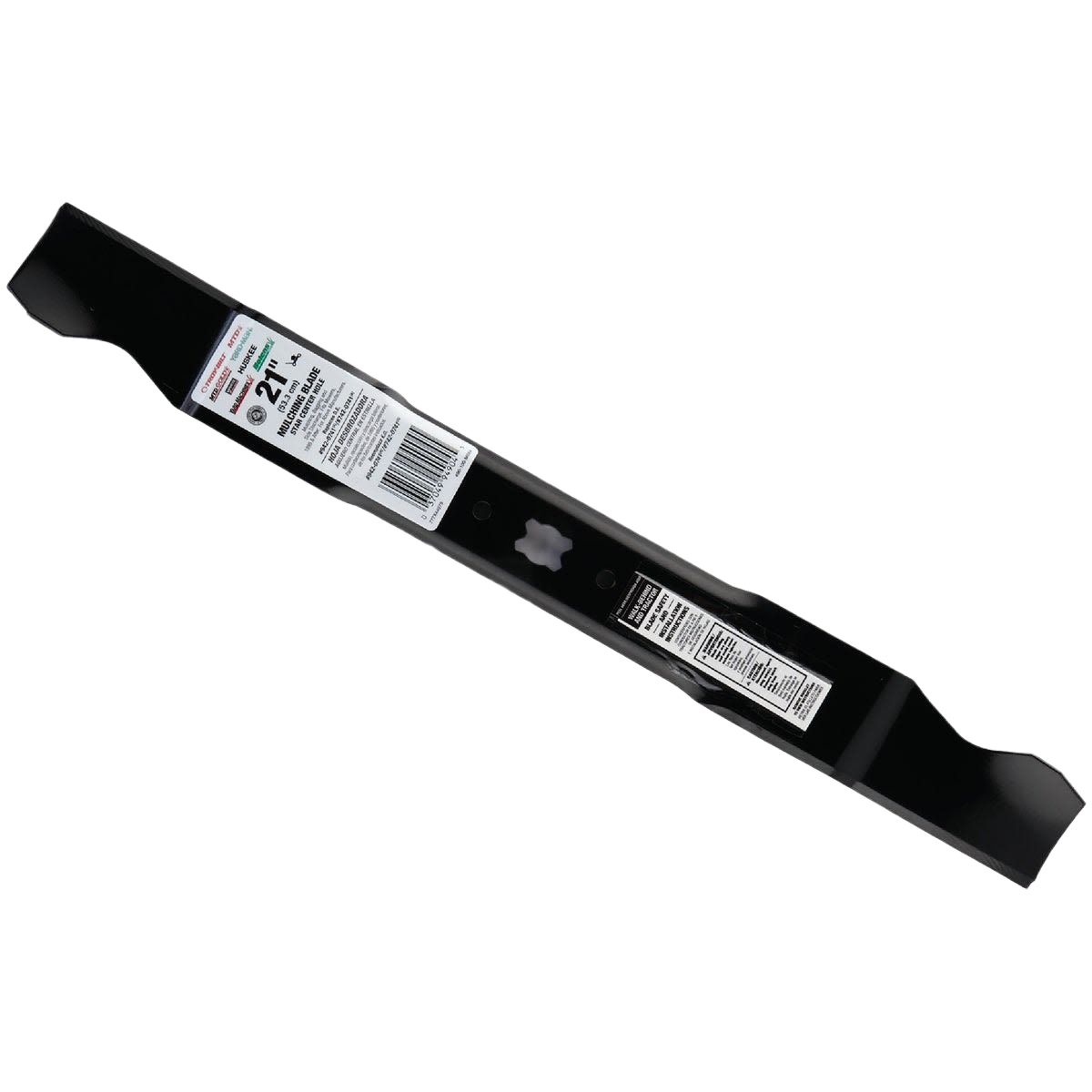Black 21-inch mulching mower blade with center mounting hole for lawn care, in Parts & Lubricants and Home Improvement collections