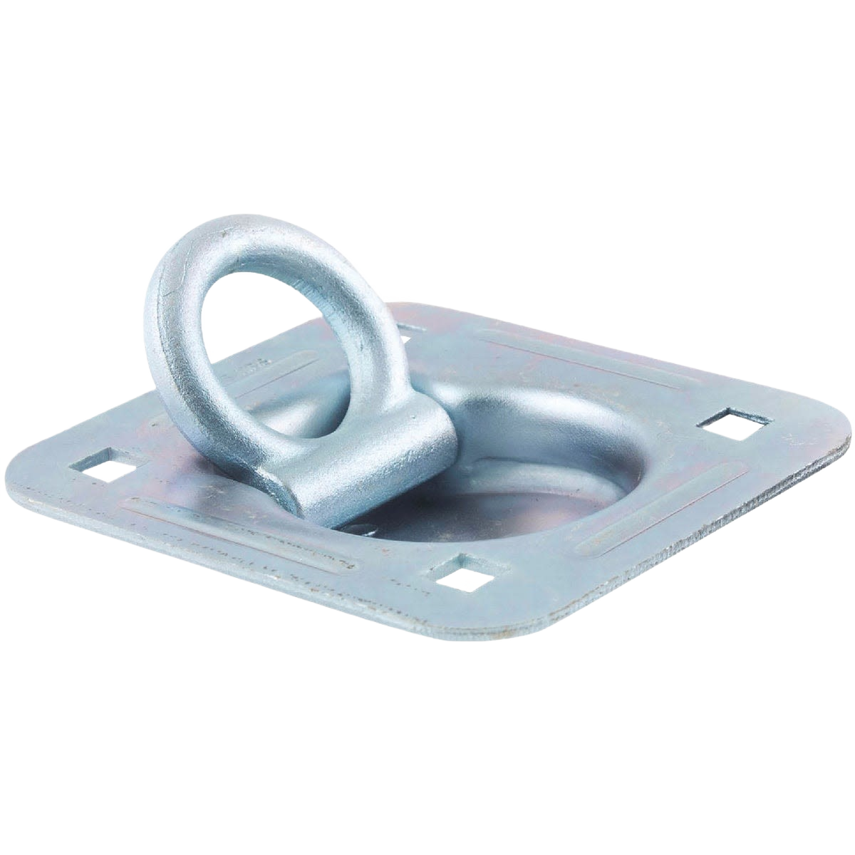 Heavy-duty recessed anchor ring with square base and circular eyelet for secure home improvement use