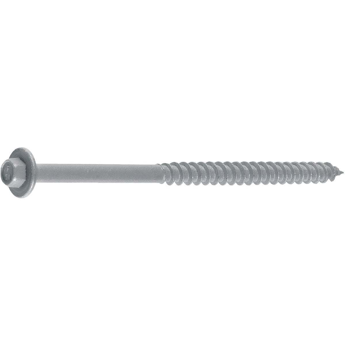 Gray hex washer head screw designed for fastening in lumber and building materials collections under 50 dollars