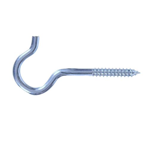 Zinc-plated round ceiling screw hook with threaded end for secure mounting in hardware and fasteners collections