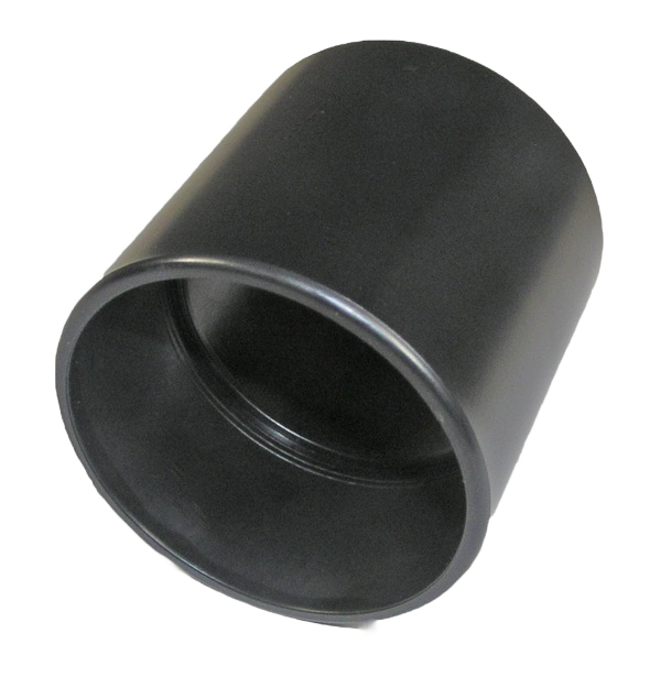 Black plastic hose coupling adapter for connecting different diameter hoses in woodworking and dust collection tools
